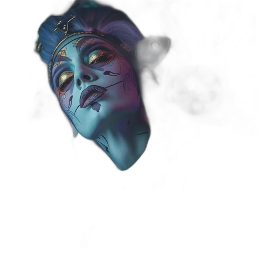 mask, face, crown, creature, concept art, watercolor, vaporwave, photorealistic transparent PNG cut-out
