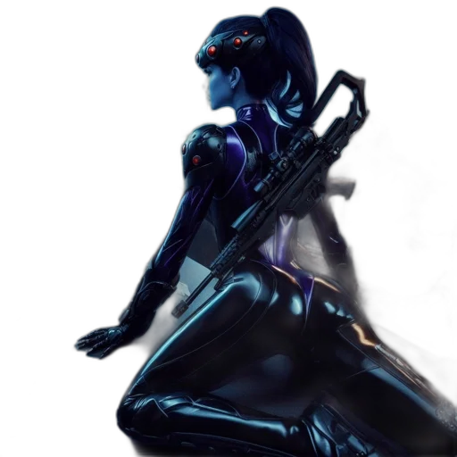 weapon, robot, concept art, cyberpunk, 3d render, fantasy art, blue, dark transparent PNG cut-out