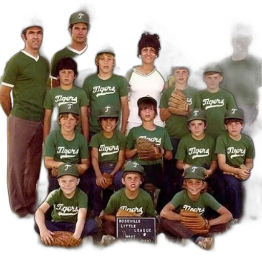 staff, group, kids, green, shirts, word, tigers, them transparent PNG cut-out