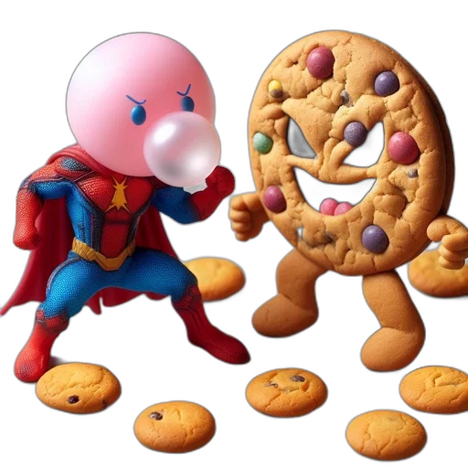 food, concept art, comic book art, 3d render, animated, pink, character, blows transparent PNG cut-out