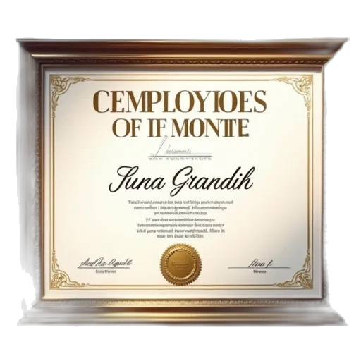 employee, month, certificate, template transparent PNG cut-out