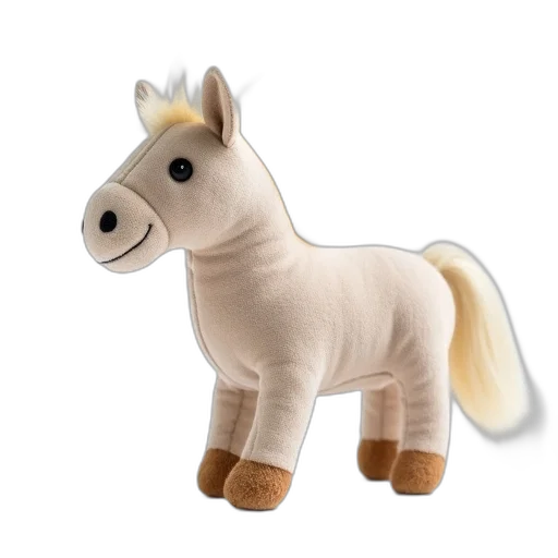 animal, creature, 3d render, photorealistic, concept art, stuffed, horse, white transparent PNG cut-out