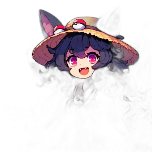hat, mask, staff, umbrella, anime, pixel art, vaporwave, concept art transparent PNG cut-out