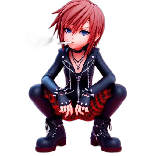 jacket, jewelry, weapon, pixel art, cartoon, concept art, 3d render, red transparent PNG cut-out