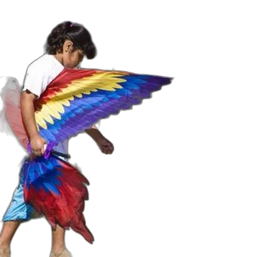umbrella, 3d render, concept art, child, white, shirt, colorful, wings transparent PNG cut-out