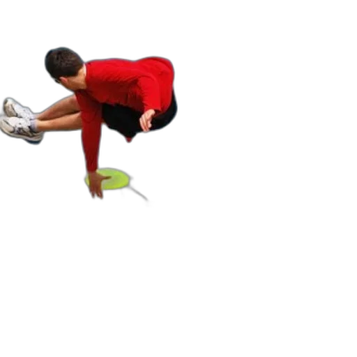 shoes, person, red, shirt, black, pants, performs, acrobatic transparent PNG cut-out