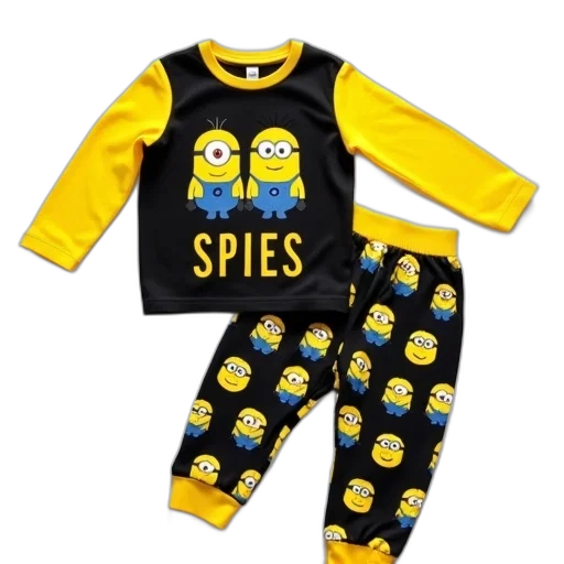 child, outfit, consisting, black, yellow, top, word, spies transparent PNG cut-out