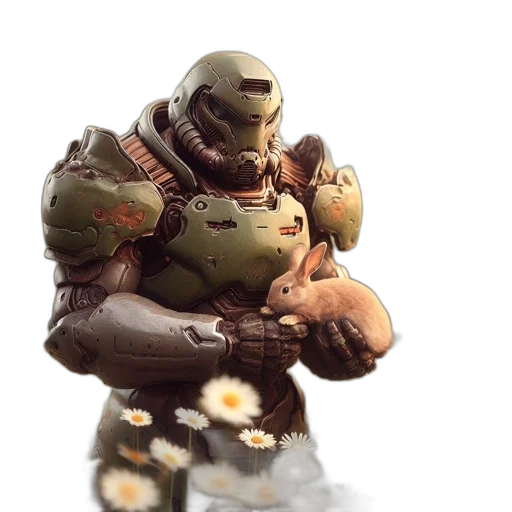 robot, weapon, face, concept art, 3d render, photorealistic, outer space, earth tones transparent PNG cut-out