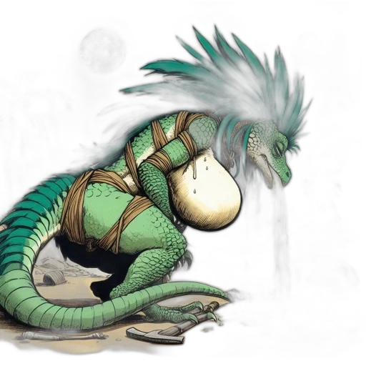 dragon, creature, animal, staff, concept art, fantasy art, watercolor, comic book art transparent PNG cut-out