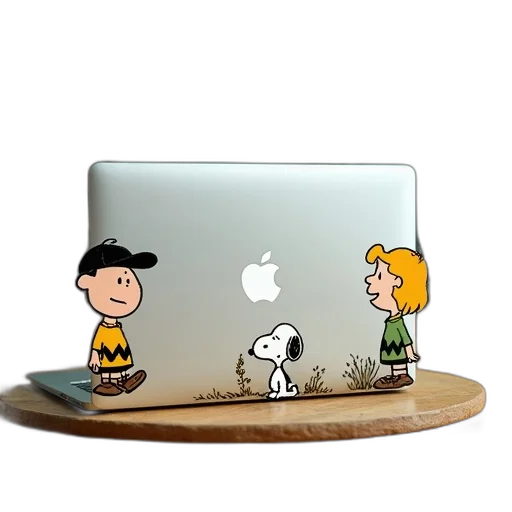 staff, 3d render, cartoon, forest, peanuts, macbook, decals, have transparent PNG cut-out
