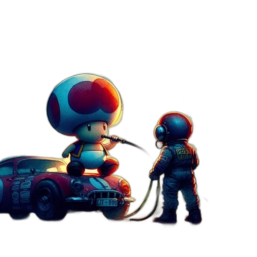 robot, car, weapon, concept art, pixel art, 3d render, comic book art, outer space transparent PNG cut-out