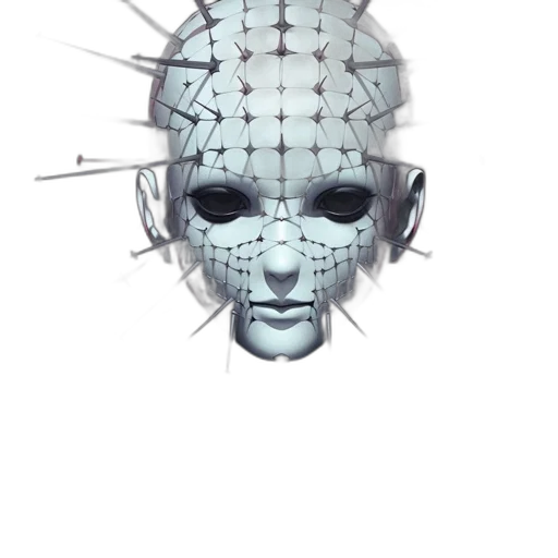 mask, face, robot, crown, cyberpunk, 3d render, concept art, photorealistic transparent PNG cut-out