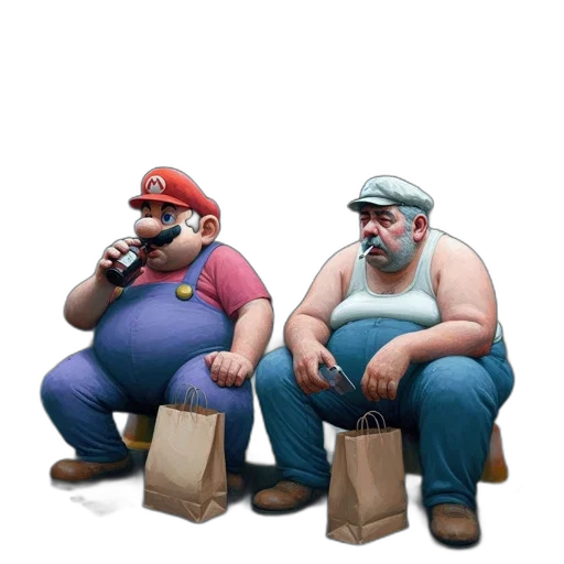 food, hat, bottle, concept art, 3d render, pixel art, photorealistic, mario transparent PNG cut-out