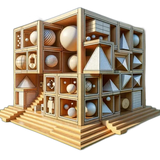 building, furniture, 3d render, concept art, elaborate, wooden, structure, contains transparent PNG cut-out