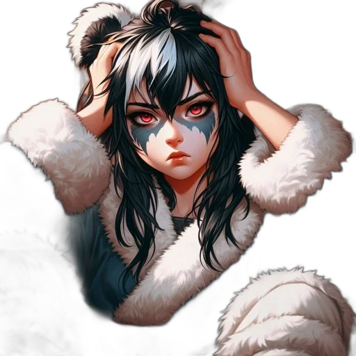 face, fantasy art, concept art, comic book art, anime, snow, monochrome, blue transparent PNG cut-out