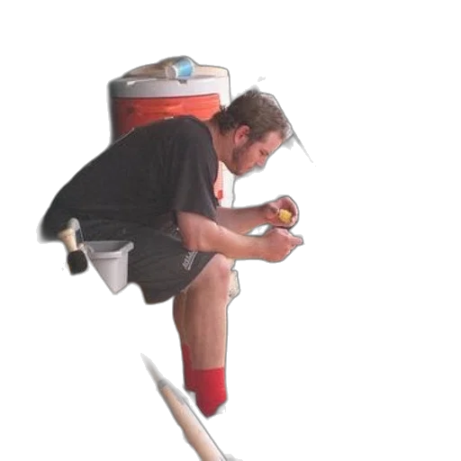 staff, food, shoes, photorealistic, concept art, 3d render, man, sits transparent PNG cut-out