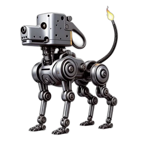 robot, animal, creature, staff, concept art, 3d render, cyberpunk, robotic transparent PNG cut-out