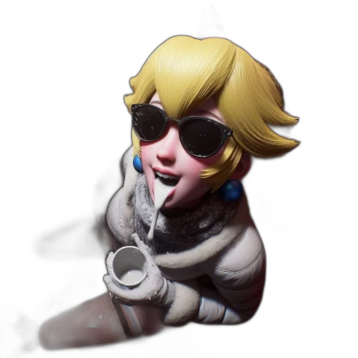 weapon, staff, jacket, mask, 3d render, concept art, pixel art, vaporwave transparent PNG cut-out