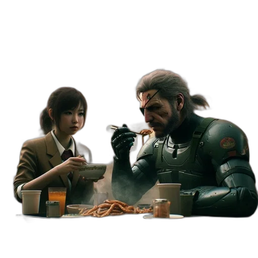 food, robot, face, creature, concept art, cyberpunk, photorealistic, 3d render transparent PNG cut-out