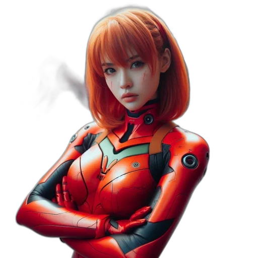 robot, face, concept art, comic book art, anime, photorealistic, red, figure transparent PNG cut-out