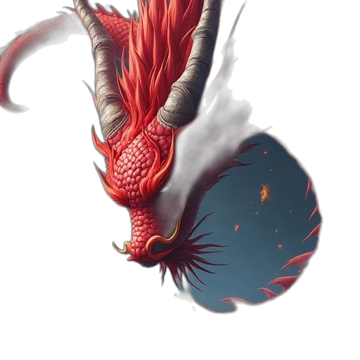 dragon, creature, mask, animal, fantasy art, concept art, watercolor, photorealistic transparent PNG cut-out