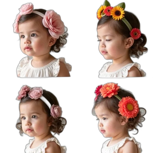 photorealistic, earth tones, pastel, collection, four, images, showcasing, young transparent PNG cut-out