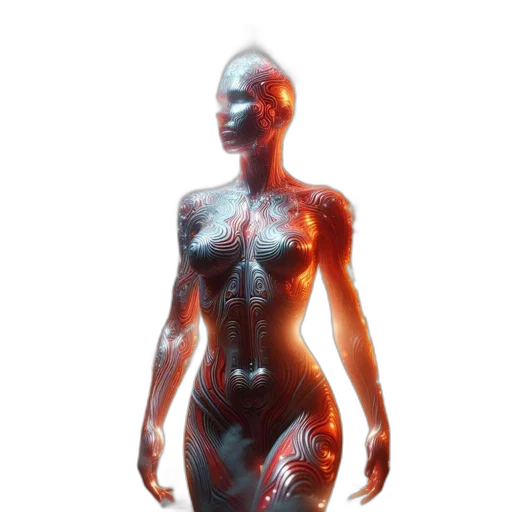 robot, creature, dress, face, 3d render, concept art, cyberpunk, photorealistic transparent PNG cut-out