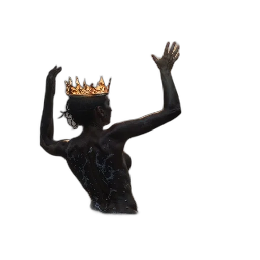 crown, jewelry, dress, staff, 3d render, concept art, photorealistic, woman transparent PNG cut-out