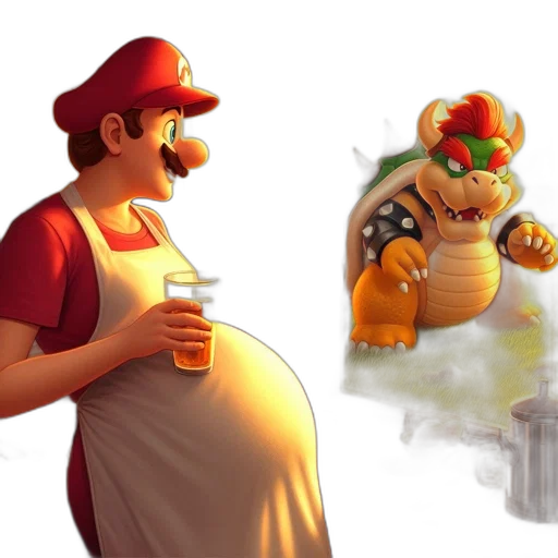 food, concept art, 3d render, pixel art, fantasy art, fire, golden, mario transparent PNG cut-out