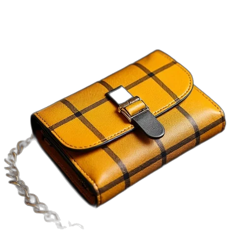jewelry, vintage, check, leather, continental, wallet, chain, strap transparent PNG cut-out