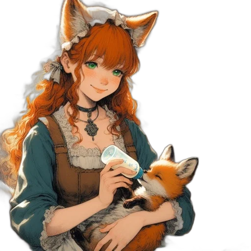 staff, animal, dress, creature, fantasy art, concept art, pixel art, anime transparent PNG cut-out