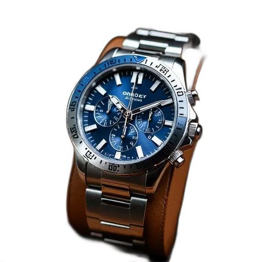 jewelry, 3d render, photorealistic, silver, blue, mechanical, wristwatch, detailed transparent PNG cut-out