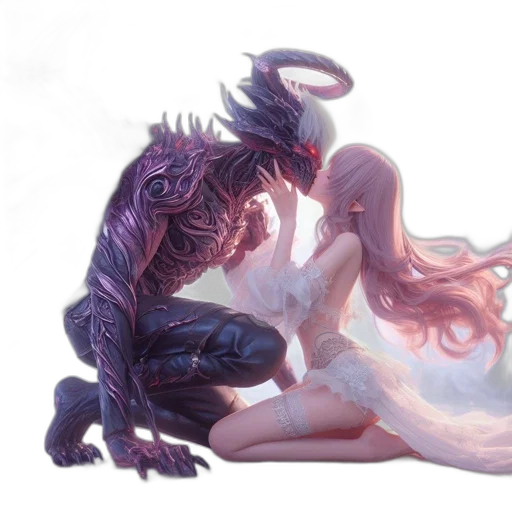 dragon, creature, dress, fantasy art, concept art, watercolor, photorealistic, underwater transparent PNG cut-out