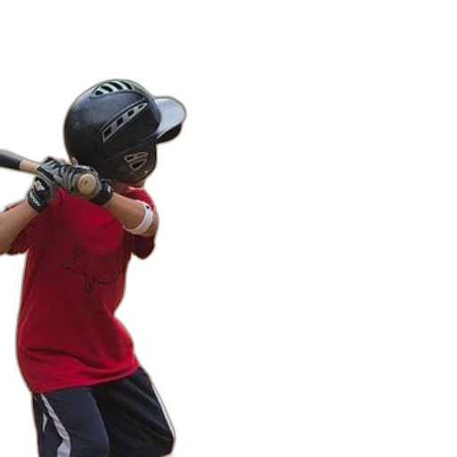 weapon, young, baseball, player, red, shirt, black, helmet transparent PNG cut-out