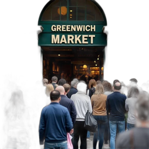 photorealistic, city street, bustling, market, scene, crowd, people, gathered transparent PNG cut-out