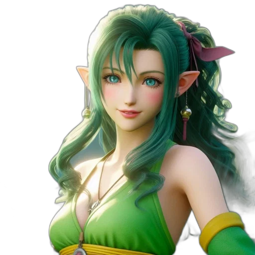 fantasy art, 3d render, concept art, photorealistic, green, animated, character, elven transparent PNG cut-out