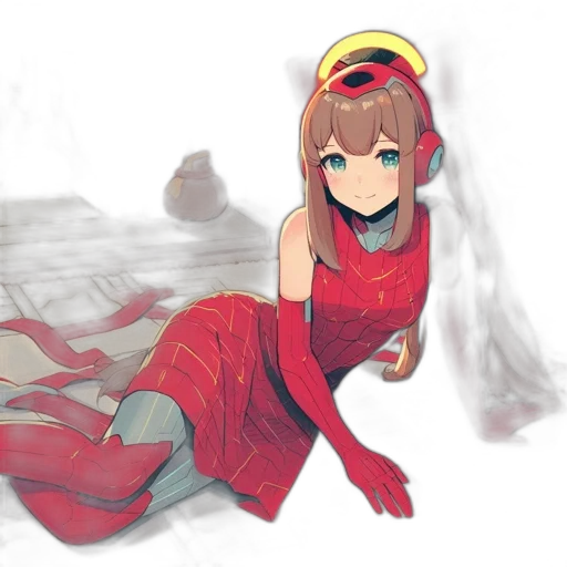 dress, creature, robot, crown, anime, concept art, pixel art, fantasy art transparent PNG cut-out