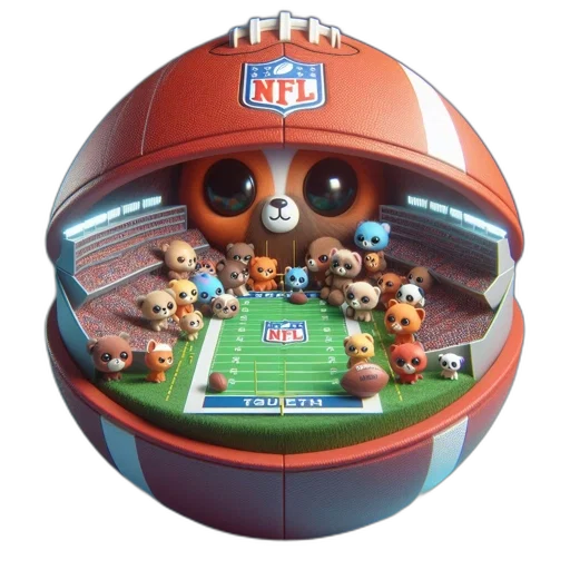 animated, football, stadium, filled, colorful, bears, plays, within transparent PNG cut-out