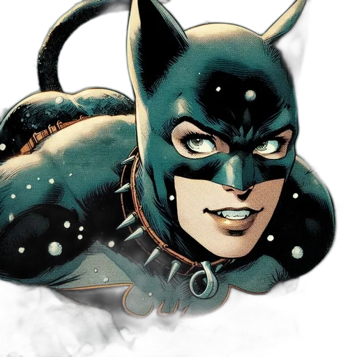 comic book art, concept art, cartoon, comic, book, illustration, depicts, catwoman transparent PNG cut-out