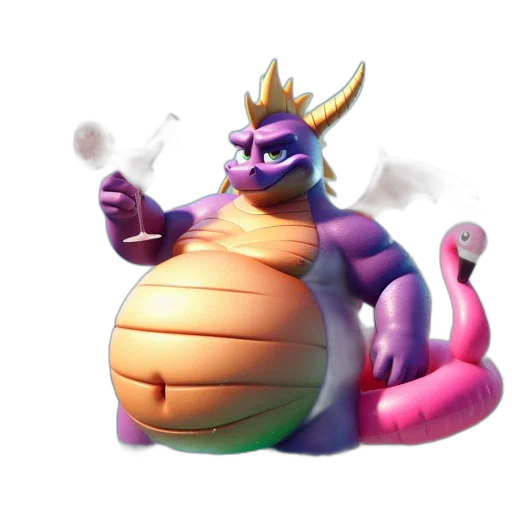 dragon, creature, animal, staff, concept art, 3d render, vaporwave, fantasy art transparent PNG cut-out