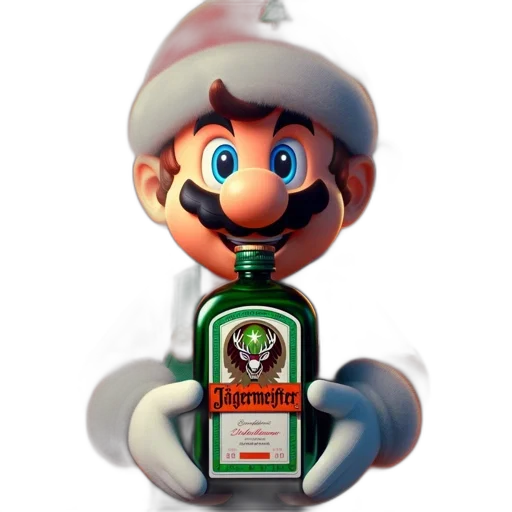 bottle, hat, weapon, face, 3d render, concept art, pixel art, photorealistic transparent PNG cut-out