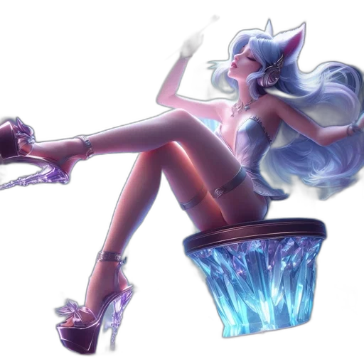 concept art, fantasy art, vaporwave, 3d render, neon lights, fire, blue, pastel transparent PNG cut-out