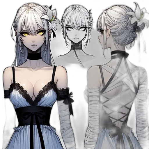 dress, concept art, fantasy art, anime, cyberpunk, monochrome, dark, pastel transparent PNG cut-out