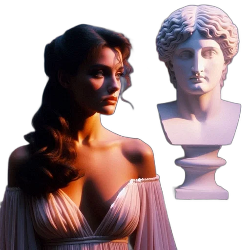 dress, jewelry, crown, mask, vaporwave, 3d render, concept art, photorealistic transparent PNG cut-out
