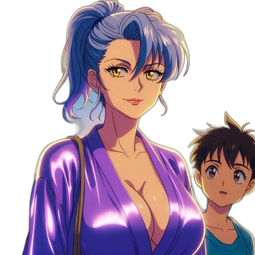 dress, anime, vaporwave, cartoon, pixel art, blue, adult, female transparent PNG cut-out