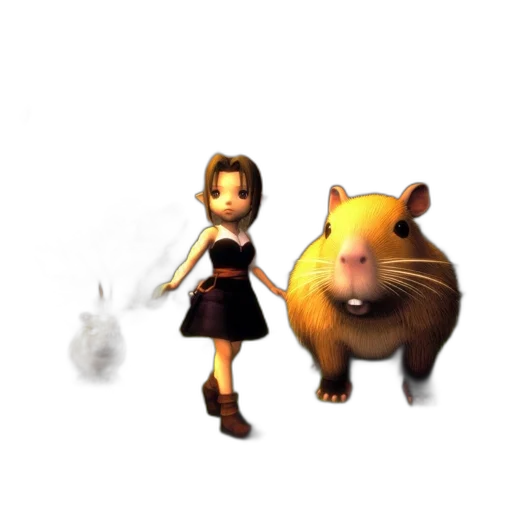 animal, dress, staff, creature, 3d render, concept art, pixel art, photorealistic transparent PNG cut-out