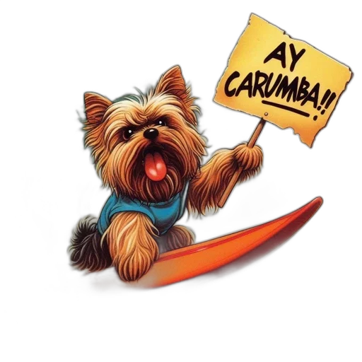 animal, exuberant, yorkshire, terrier, surfs, wave, while, clutching transparent PNG cut-out
