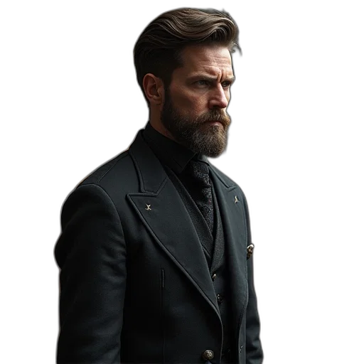 jacket, face, hair, staff transparent PNG cut-out