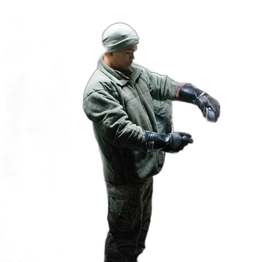 jacket, staff, mask, weapon, concept art, 3d render, photorealistic, man transparent PNG cut-out