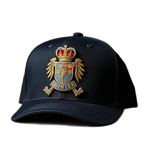 hat, crown, jacket, 3d render, crest, design, letters, front transparent PNG cut-out